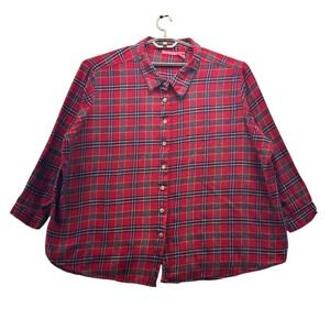 Woman Within Button Up Shirt Red 5X‎